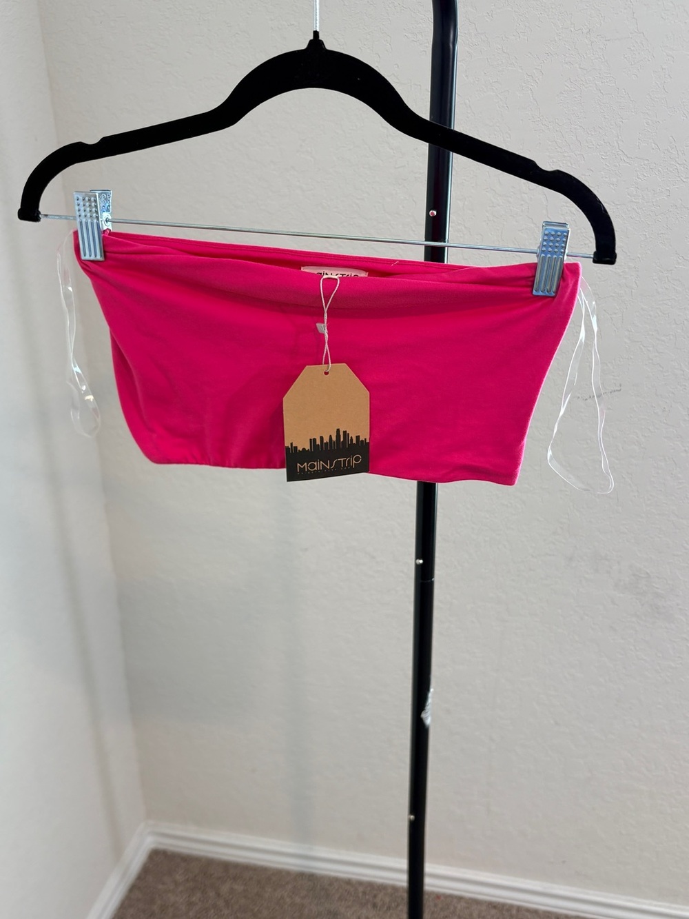 Main Strip Bright Pink Strapless Tube Top